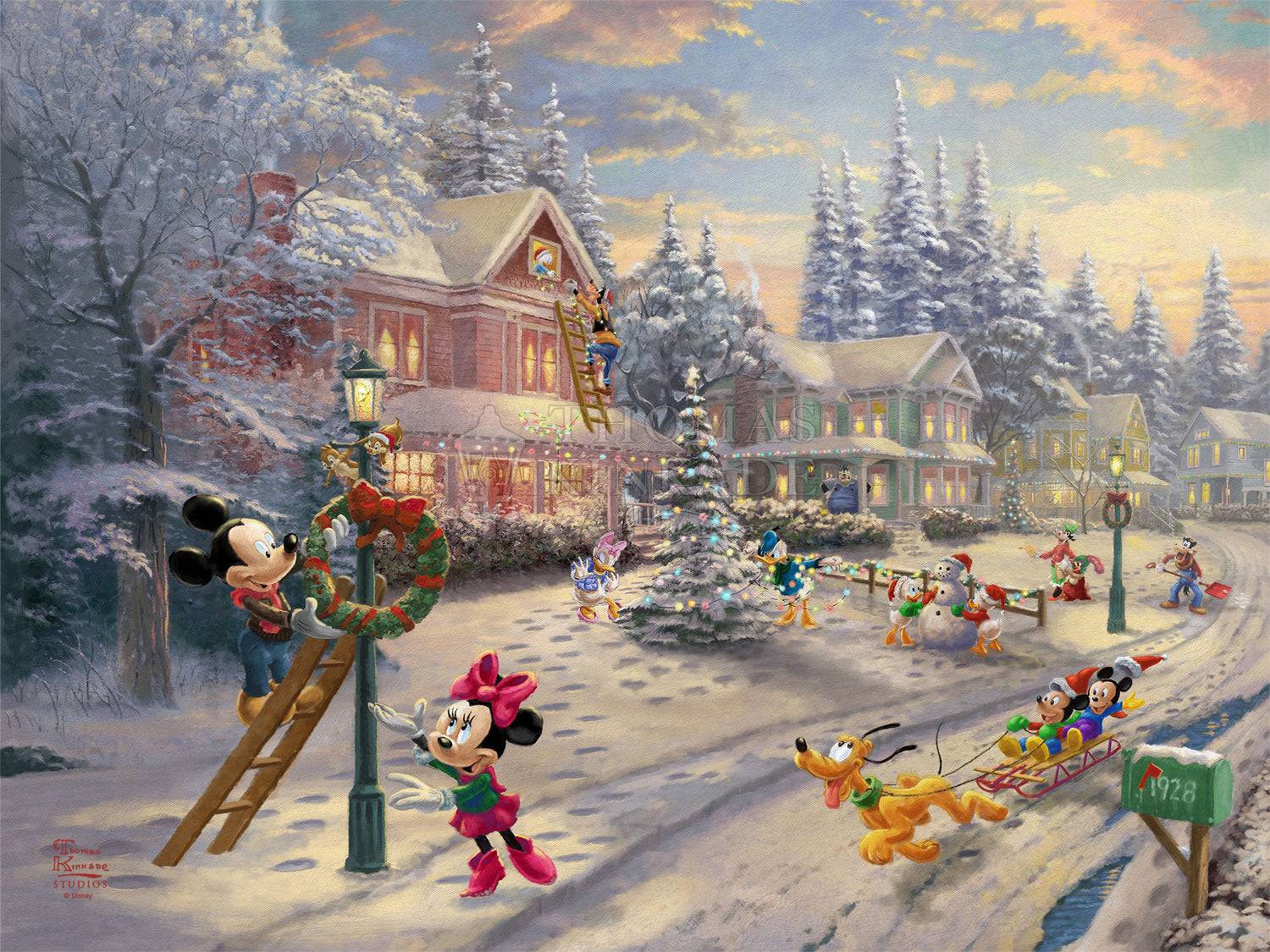 Thomas Kinkade Studios Mickey's Victorian Christmas Limited and Open Canvas Giclee
