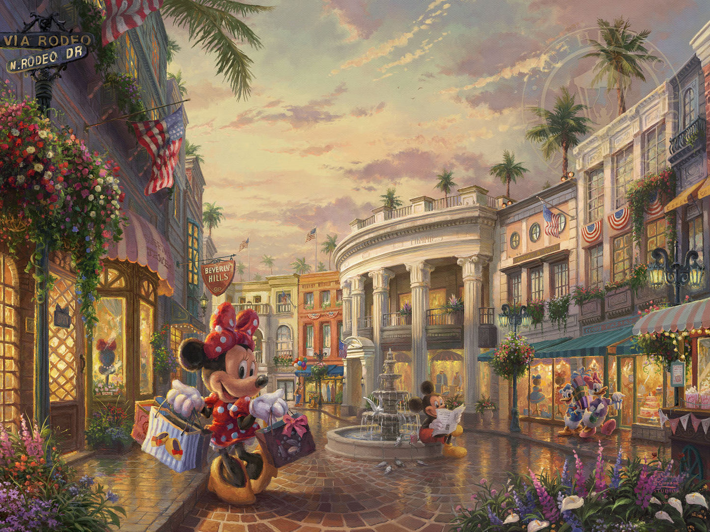 Thomas Kinkade Studios "Minnie Rocks the Dots on Rodeo Drive" Limited and Open Canvas Giclee