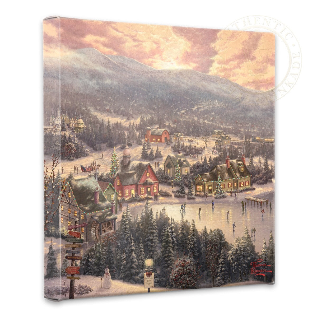 Thomas Kinkade Studios "Sunset on Snowflake Lake" Limited and Open Canvas Giclee