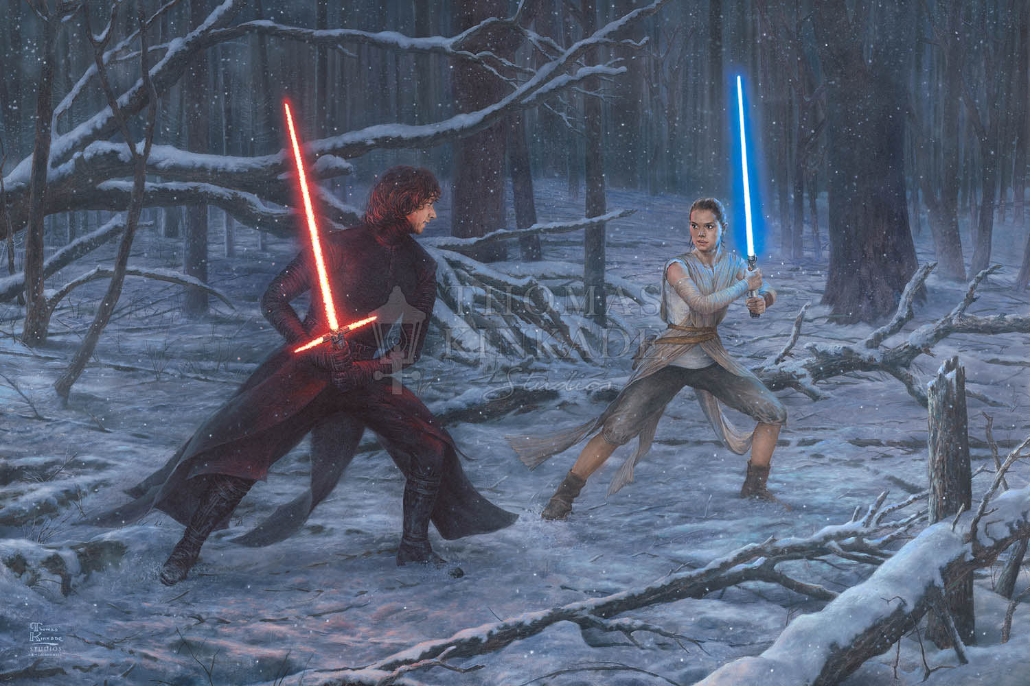 Thomas Kinkade Studios The Duel: Rey vs. Ren Limited Edition Canvas Giclee