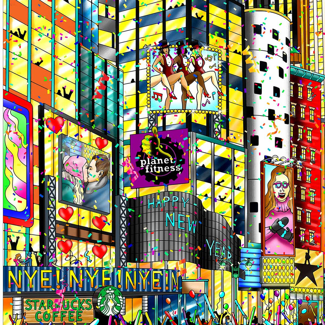 Charles Fazzino Happy New Year from Times Square 3D Limited Edition Mixed-Media on Paper