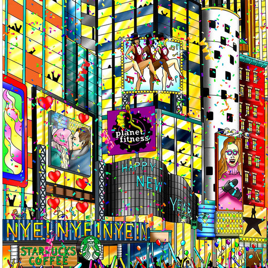 Charles Fazzino Happy New Year from Times Square 3D Limited Edition Mixed-Media on Paper