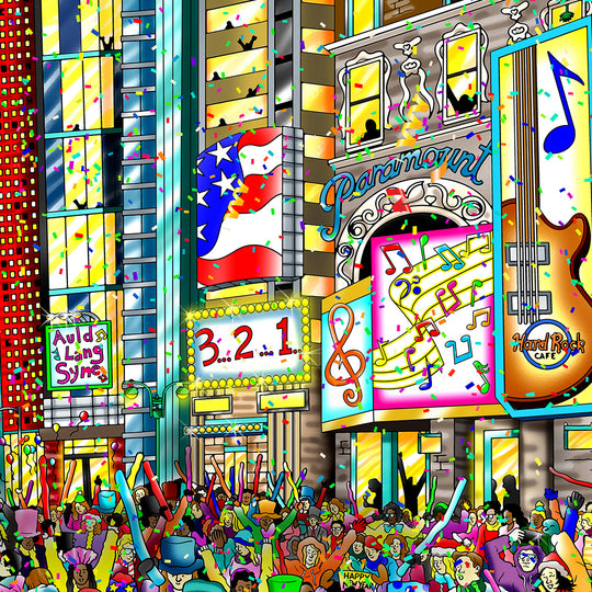 Charles Fazzino Happy New Year from Times Square 3D Limited Edition Mixed-Media on Paper