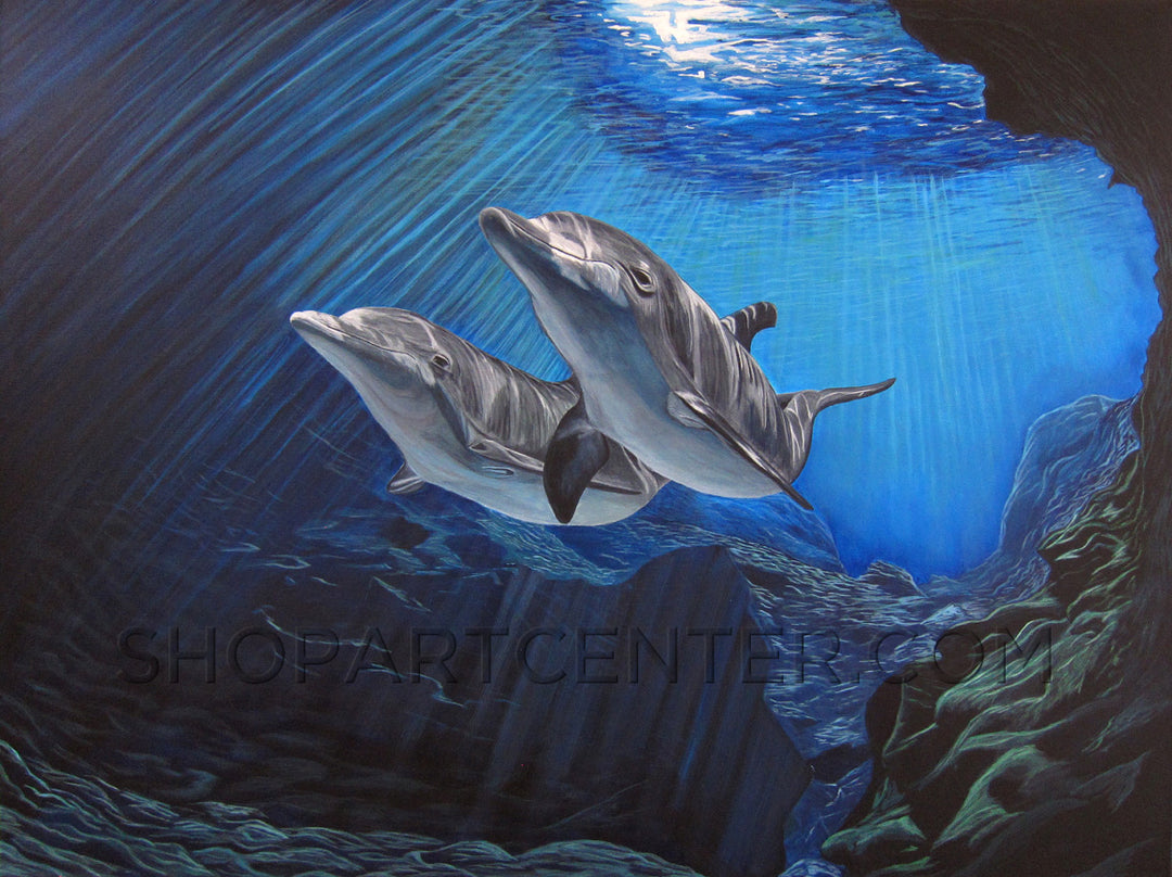 Chris Meredith Two Dolphins Limited Edition Canvas Giclee