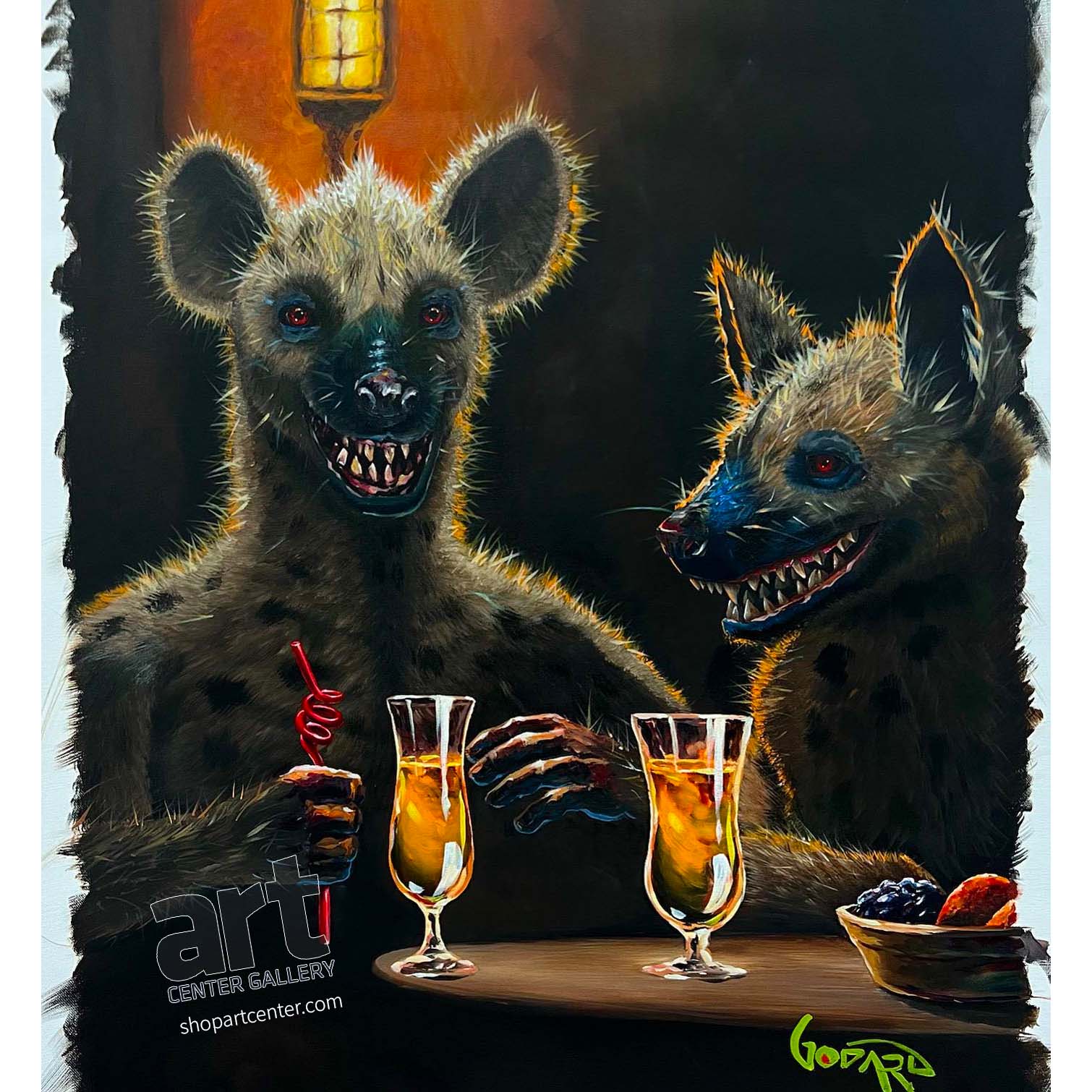 Michael Godard 2 Hyenas walk in to a Bar… Limited Edition Canvas Giclee