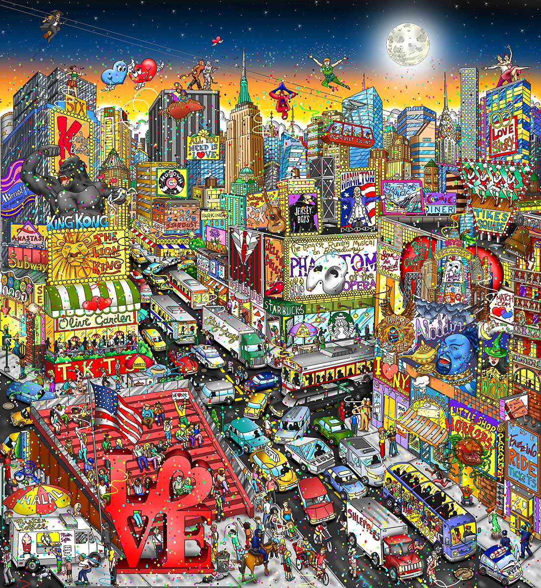 Charles Fazzino We Found Love on Broadway 3D Limited Edition Mixed-Media on Paper