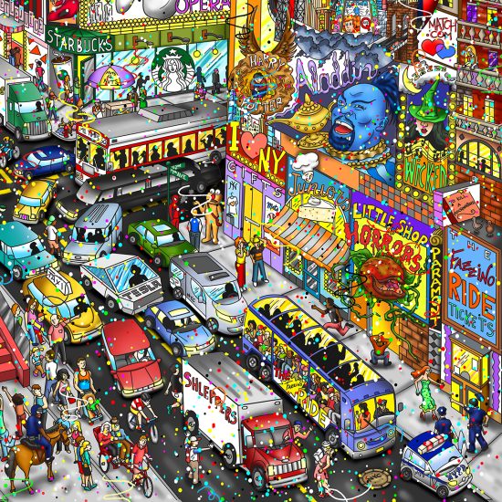 Charles Fazzino We Found Love on Broadway 3D Limited Edition Mixed-Media on Paper