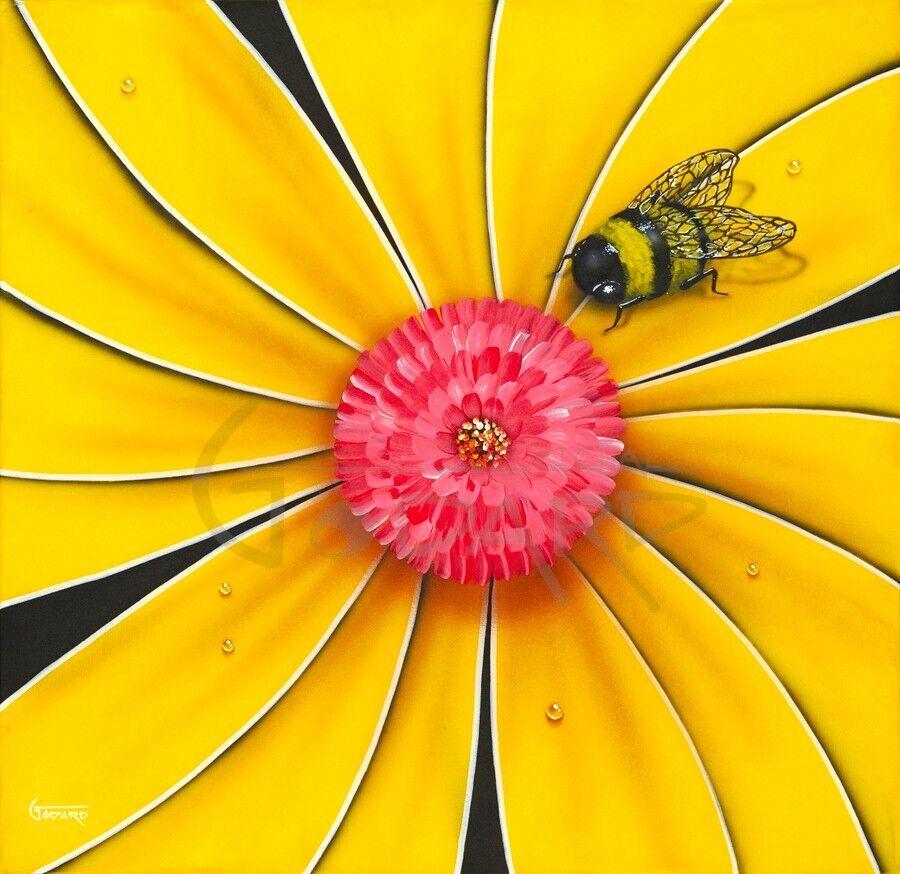 Michael Godard Yellow Flower with Bumble Bee Limited Edition Canvas Giclee