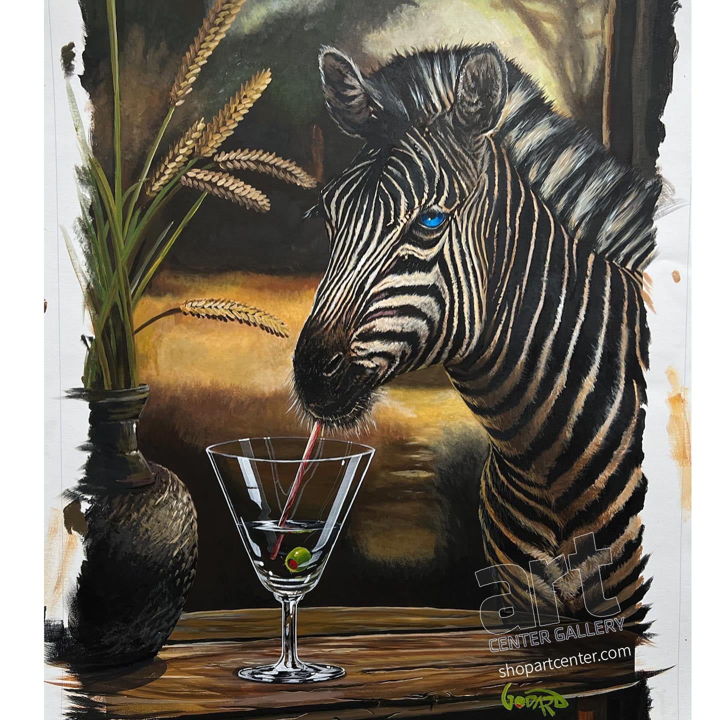 Michael Godard Zebra-tini Limited Edition Canvas Giclee
